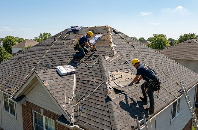 roof repair work working on roof repair