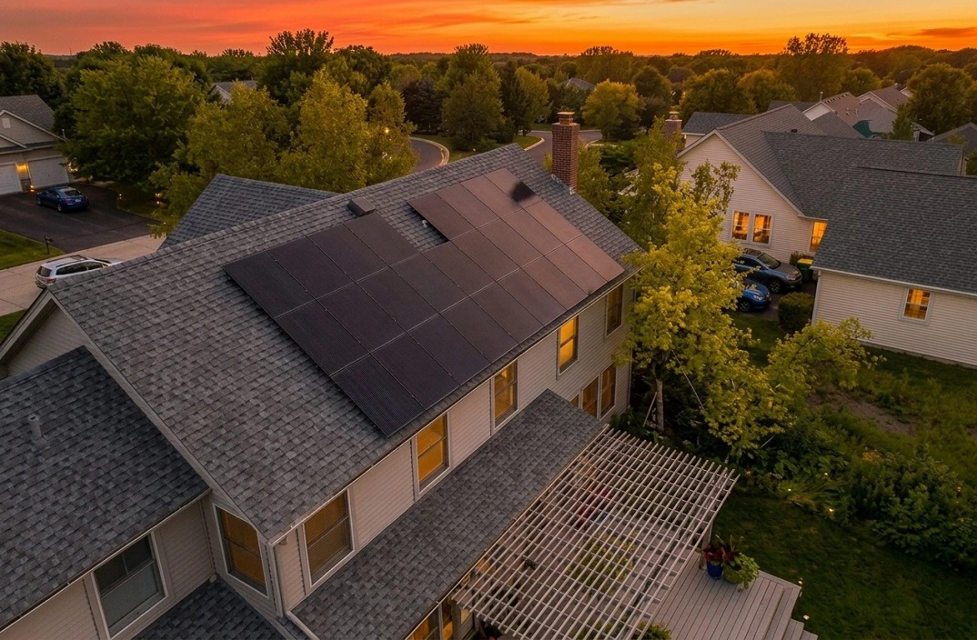 Roof with solar roof with solar